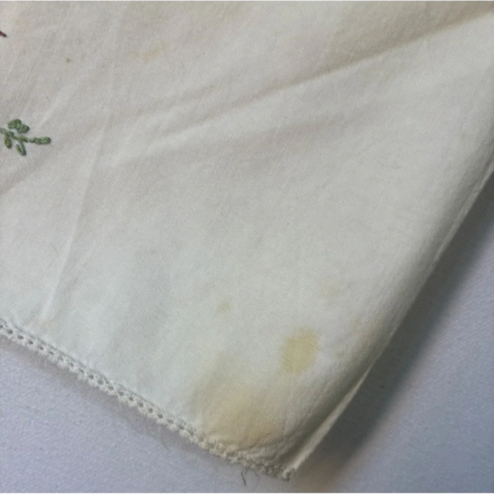 Cottagecore Vintage Pillowcase Embroidered Bluebirds Cream Fair